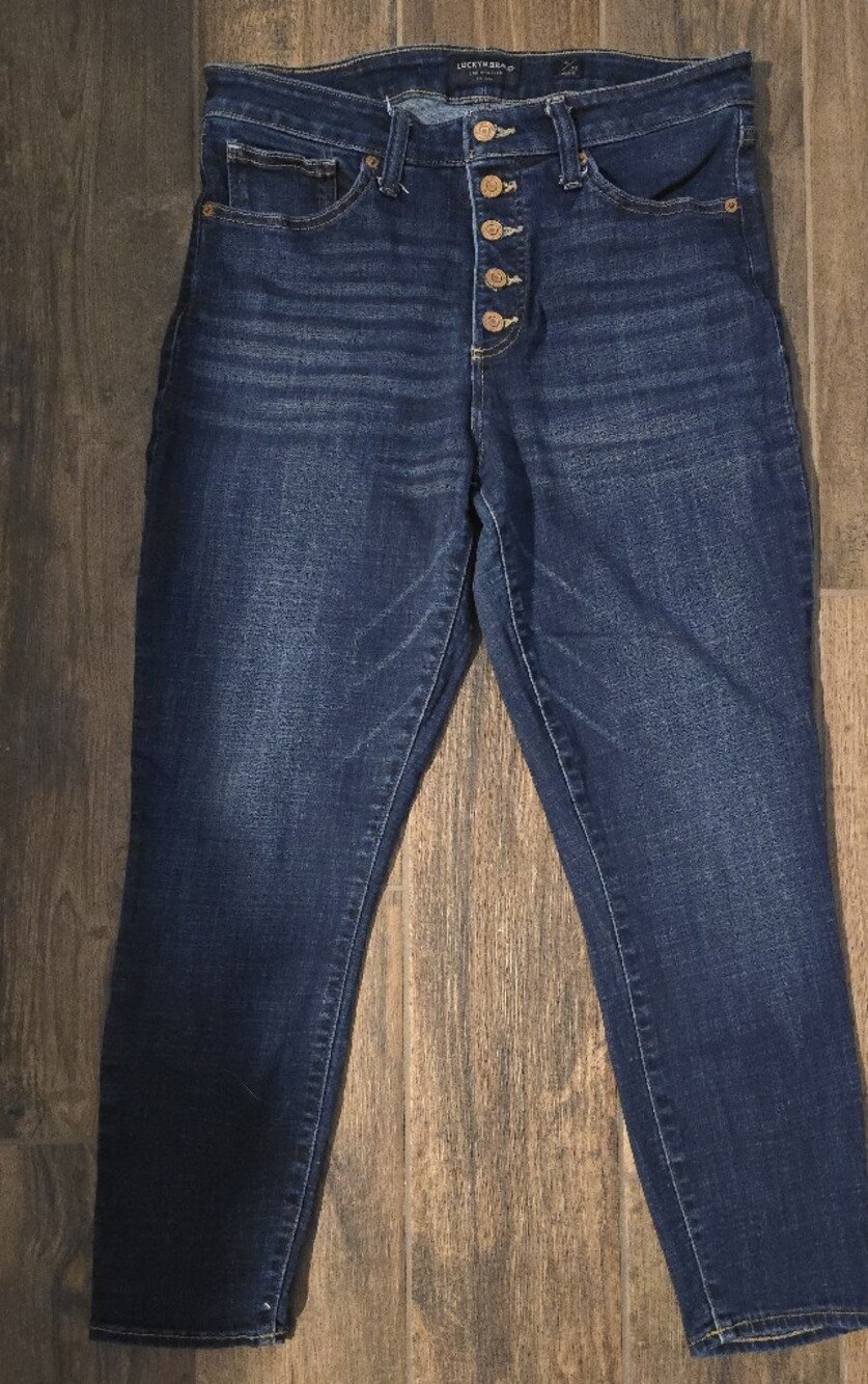 Lucky Brand Dark Indigo Ankle Button-Front Jeans